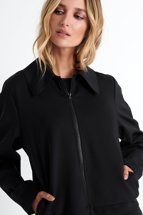 Shan Sofia Zip-up collar 3D jersey jacket